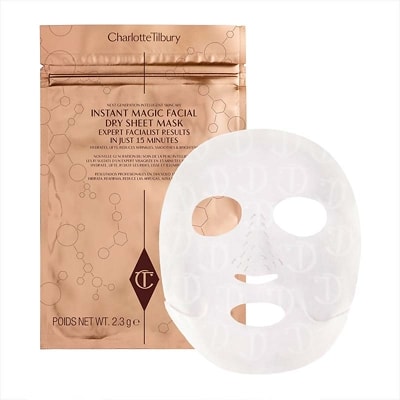 Charlotte Tilbury instant magic facial dry sheet mask is good value, being able to be used three times