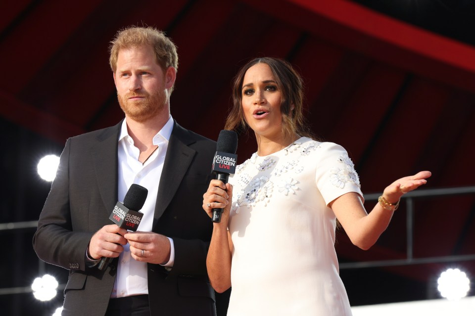 Harry and Meghan appear onstage at the 2021 Global Citizen Live concert at Central Park in New York