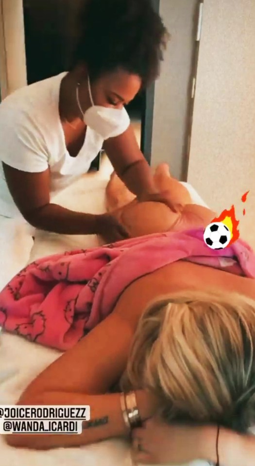 Wanda Nara enjoyed a luxurious bum massage in Milan on Sunday