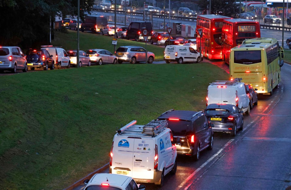 Huge delays built up in Brent Cross this morning as drivers waited for fuel