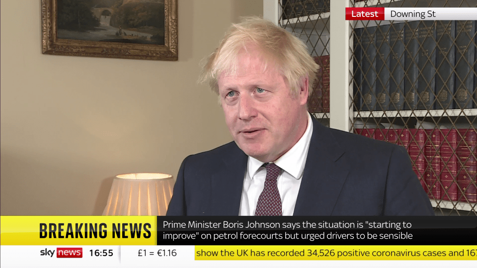 Boris Johnson said the fuel crisis is beginning to stabilise and people should fill up as normal