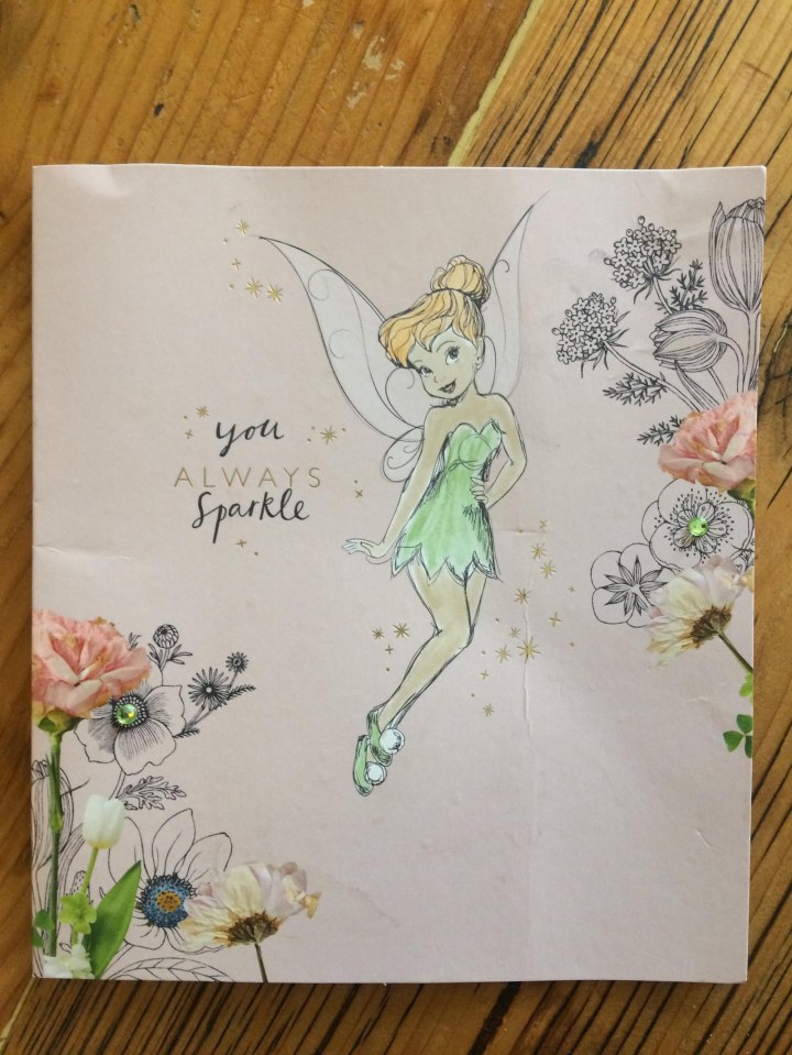 Holly Grace was posted a card with the Peter Pan character Tinkerbell on it