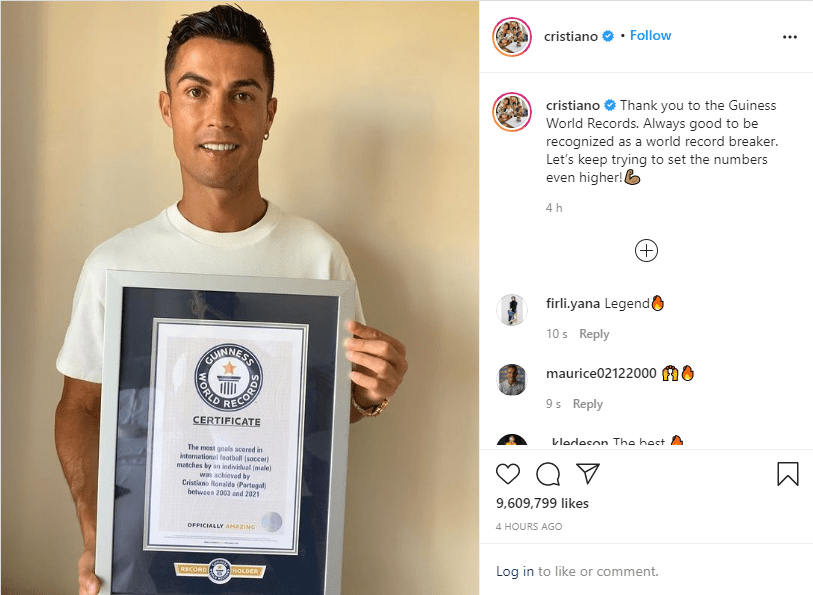 Ronaldo celebrated his latest record this week