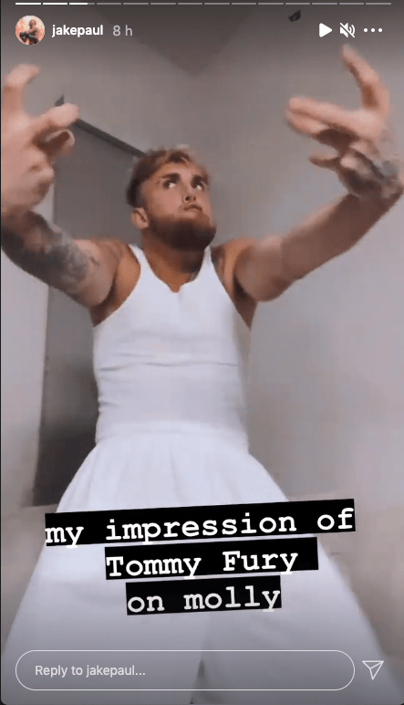 Jake Paul showing off his 'impression' of Tommy Fury