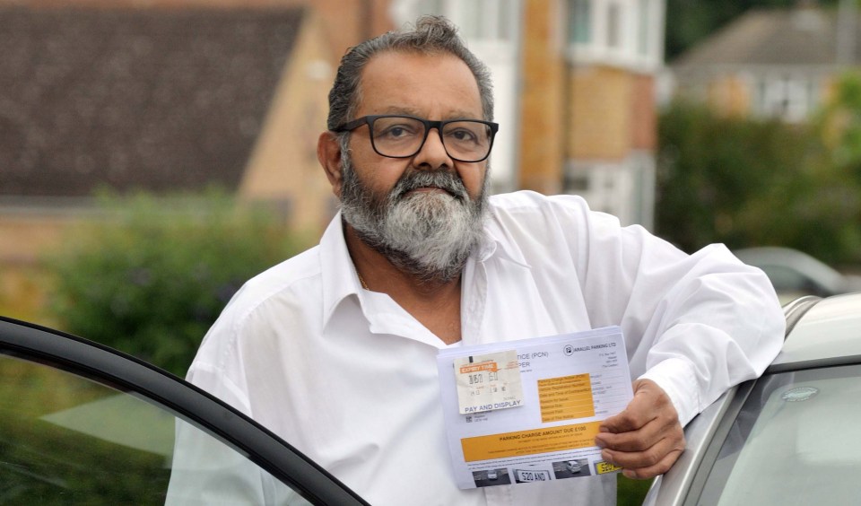 The parking charge notice is now being challenged by his son - but the parking firm have so far refused to cancel the fine