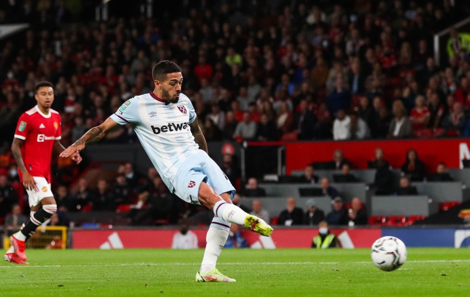 Manuel Lanzini scored in the ninth minute at a stunned Old Trafford