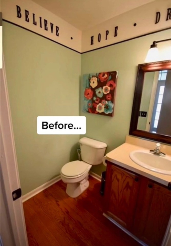 Taking on the renovations herself, she managed to give her dated half bathroom a much needed facelift for just £290 - saving herself around £2.4k