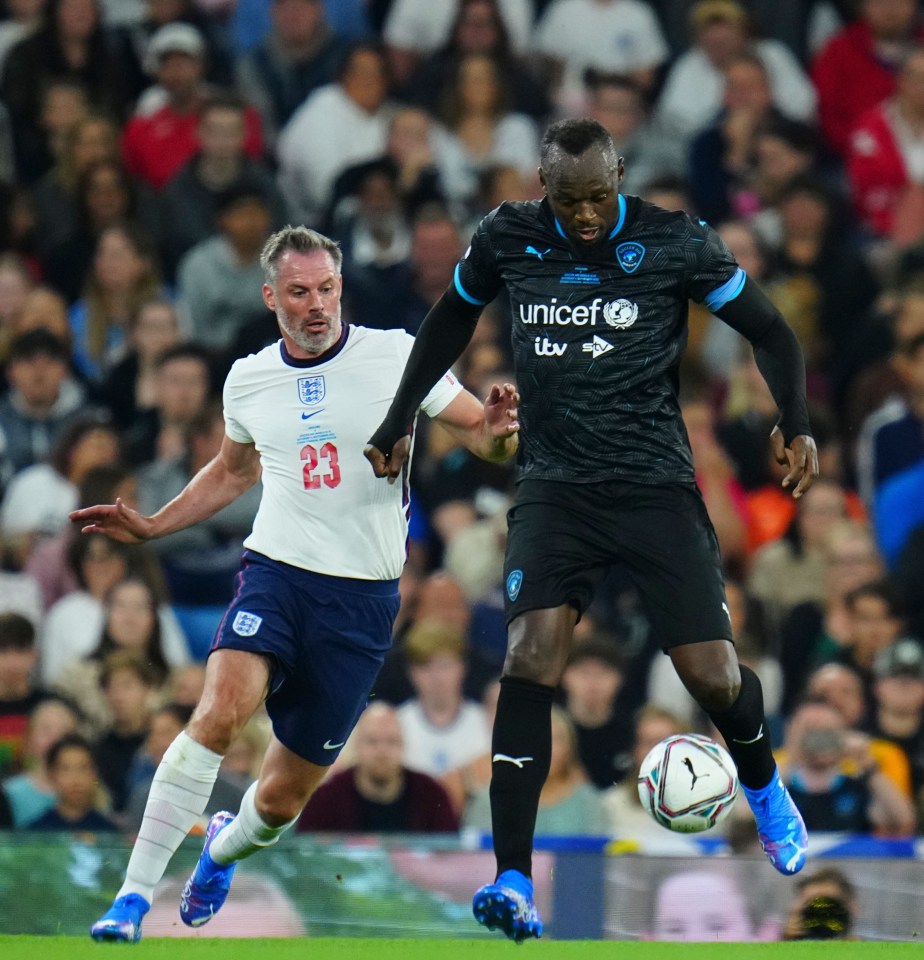 Jamie Carragher outpaced Olympic legend Usain Bolt during Soccer Aid