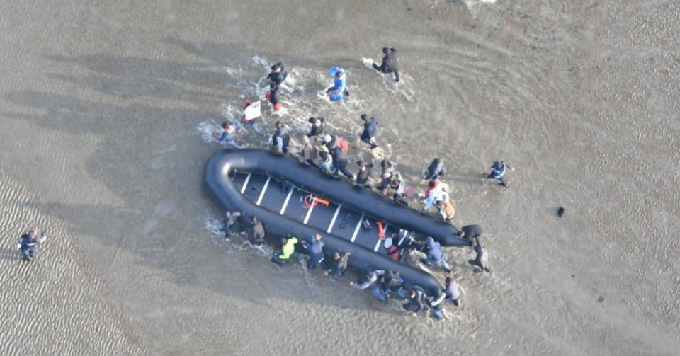 A unit of officers moved in after a spotter plane caught sight of the migrants