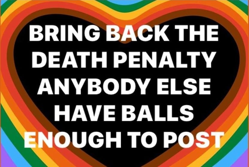 He shared a post calling for the death penalty