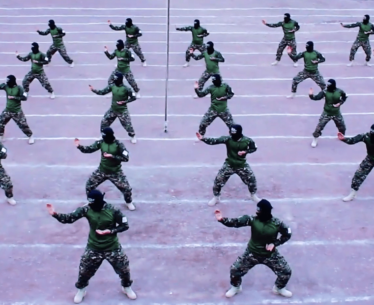 Taliban fighters showed off the karate skills with a display in Kandahar