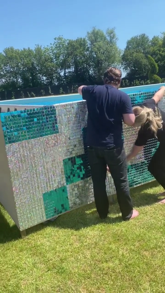 She shared footage of the Solaair Sequin Walls working on the project