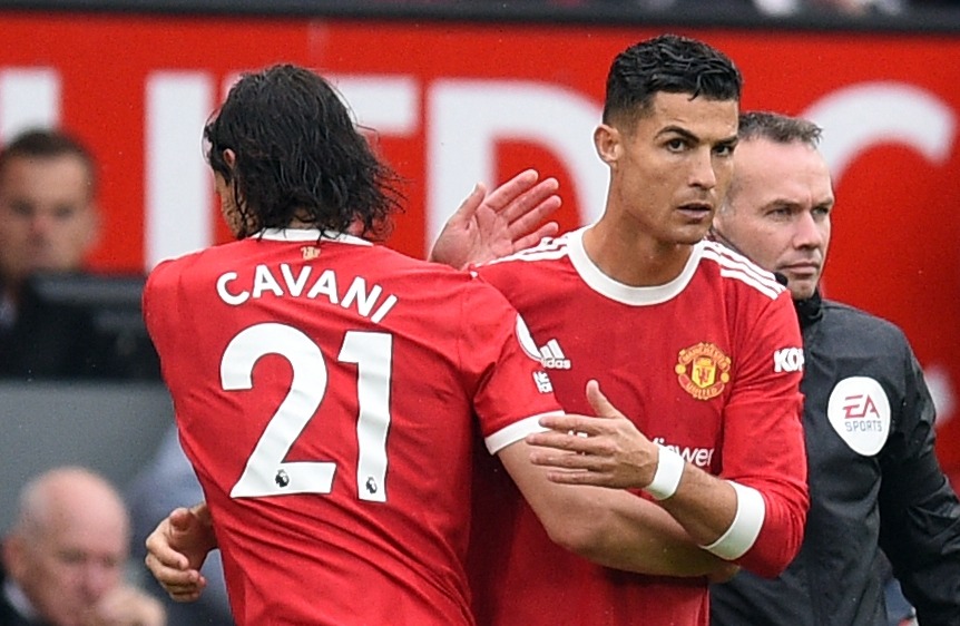 Edinson Cavani has lost his Man Utd starting place to Cristiano Ronaldo