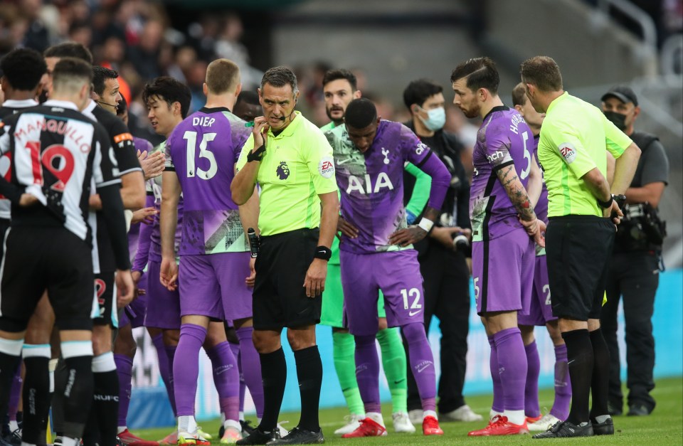 Players from both sides were told to go to the sidelines as the man was treated to