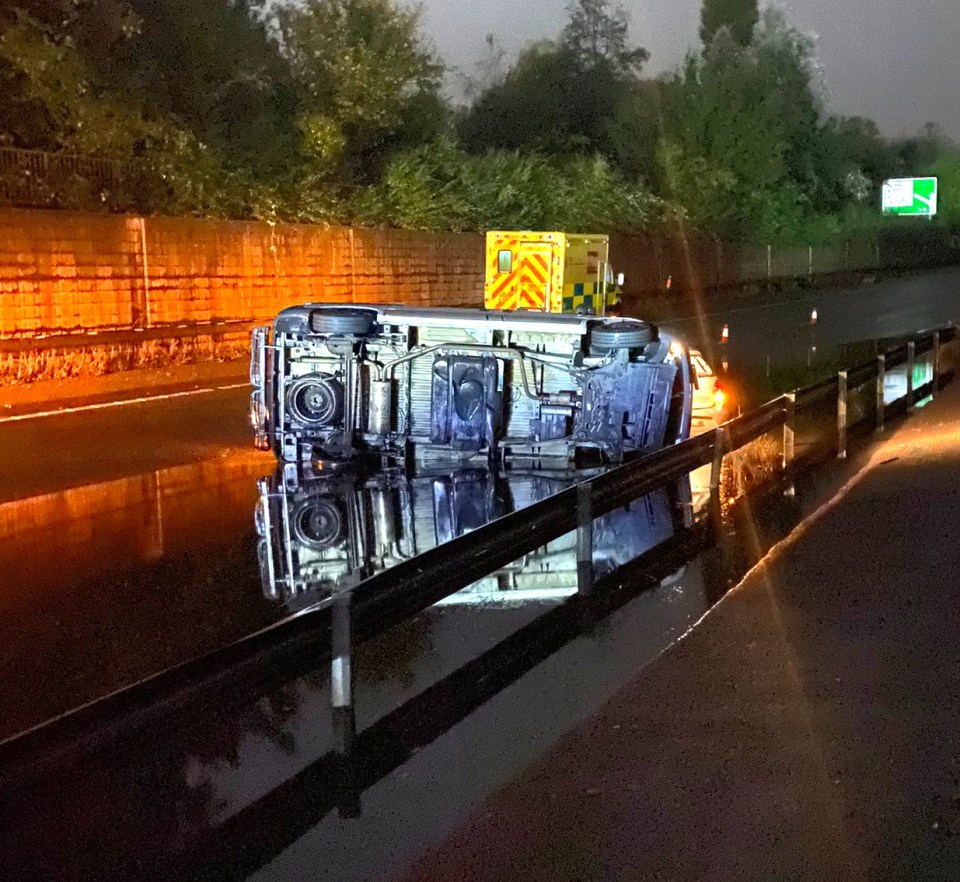 Police warned of driving carefully in the poor conditions after two cars crashed in Farnborough, Hants.