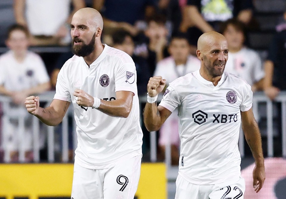 The Higuain brothers celebrate against Cincinnati