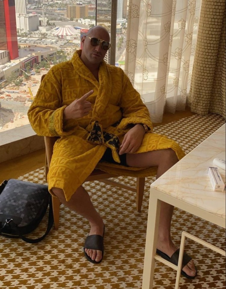 Tyson showed off his £590 slippers and a £375 bathrobe