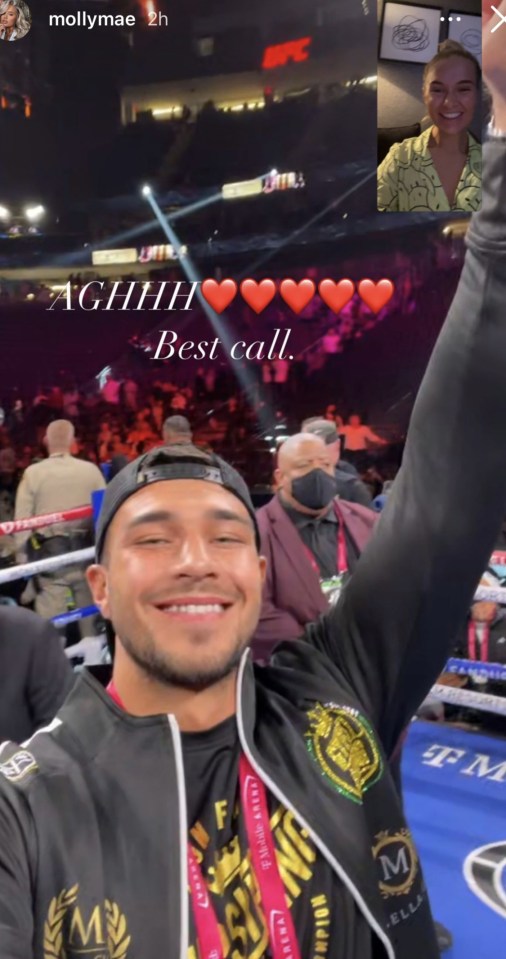 Tommy Fury beamed with happiness on a video call to his girlfriend