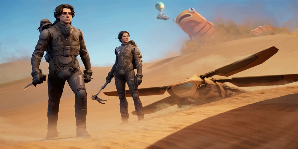 Fortnite's leaked Dune loading screen and its giant sandworm