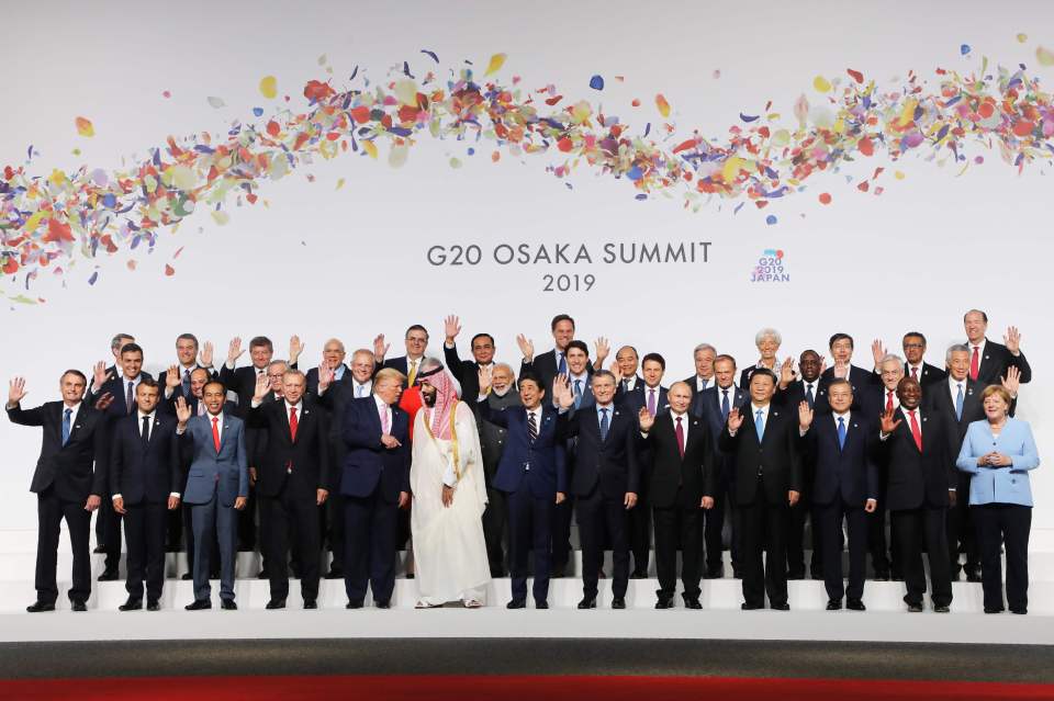 World leaders meeting at the G20 in Osaka, Japan, in 2019