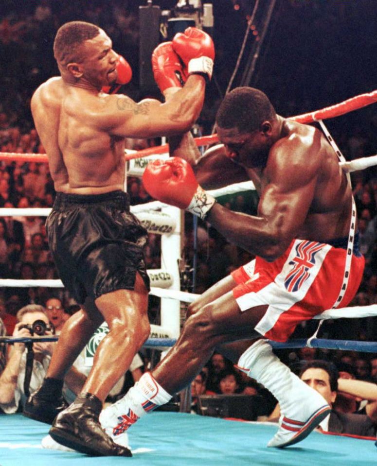 Mike Tyson pictured knocking out Frank Bruno