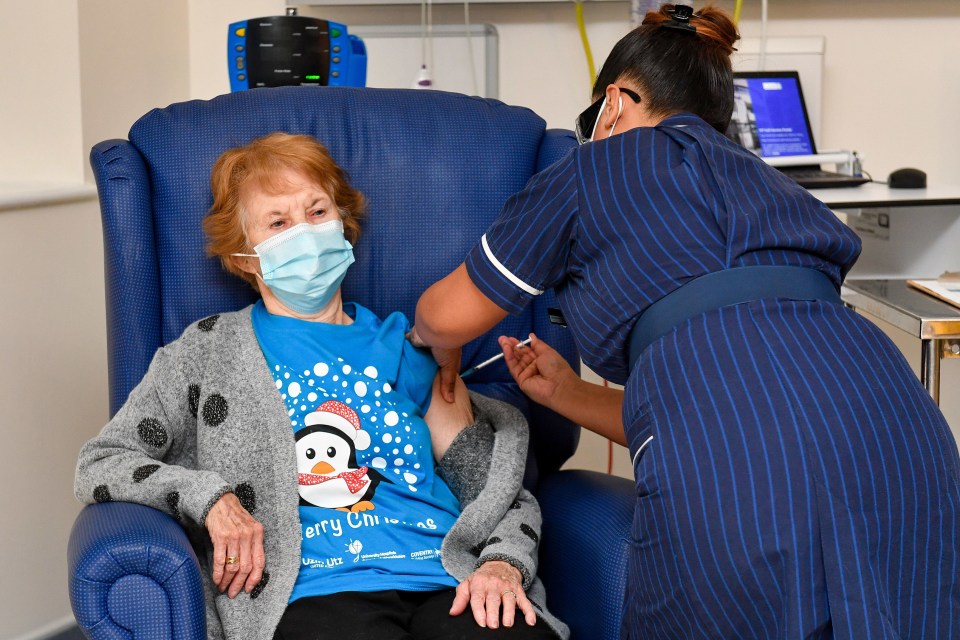 Margaret Keenan, 90, was the first patient in the UK to receive a Covid vaccine