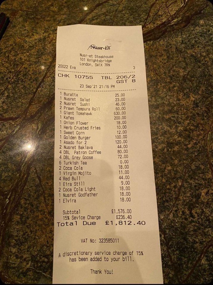 People have taken to Twitter to share how much their bill was