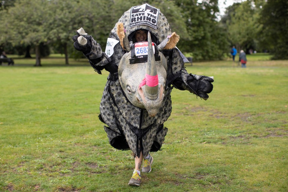 One runner wore a head-to-toe rhino costume for the race