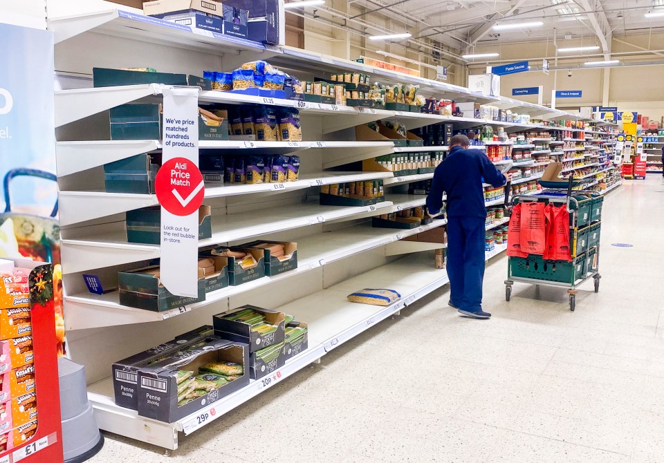 Pasta is in short supply in this Tesco branch in Edinburgh