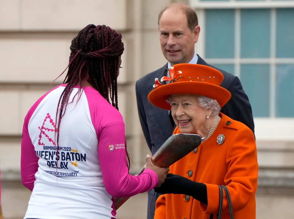 The Monarch handed the baton to Paralympic gold medallist Kadeena Cox for the first leg of its journey