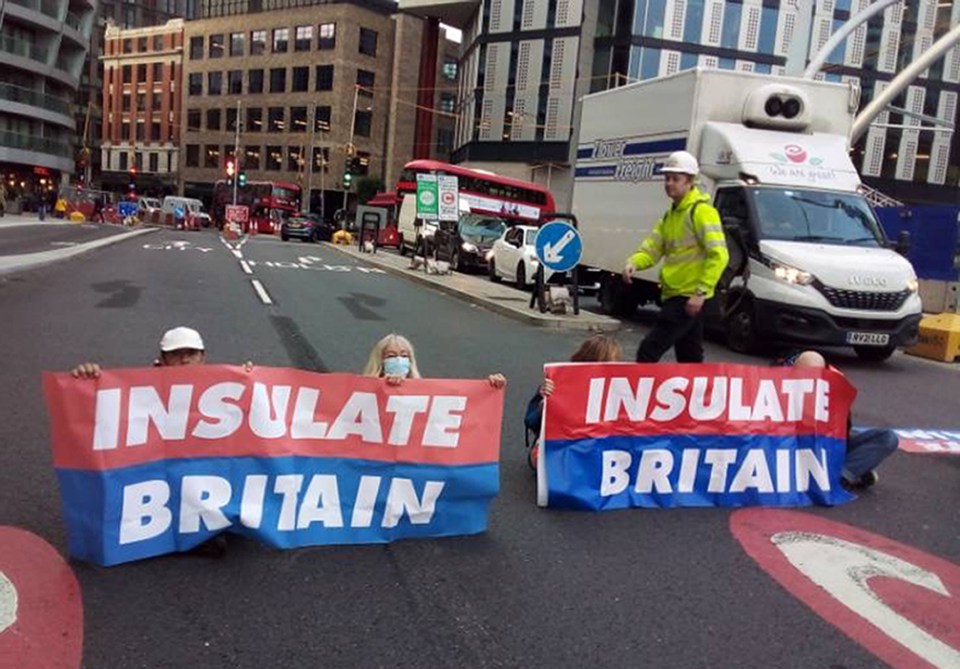 Insulate Britain supporters have blocked Old Street roundabout in central London