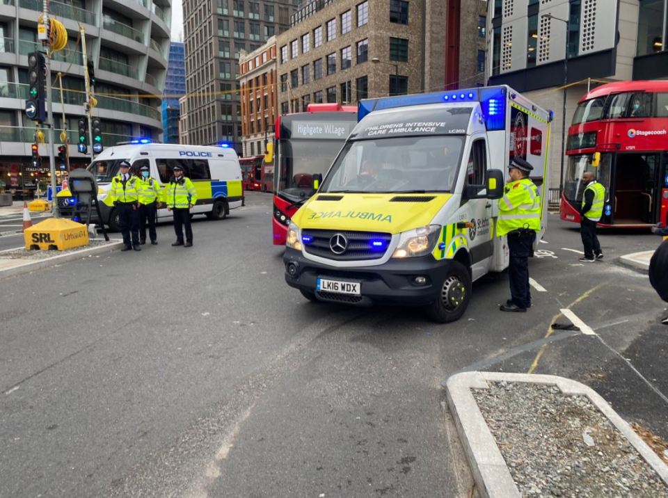 A second set of protesters blocked off inner-city ambulances on Old Street roundabout