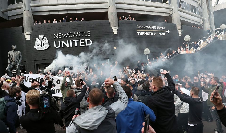 And took to the streets outside St James' Park to celebrate the takeover