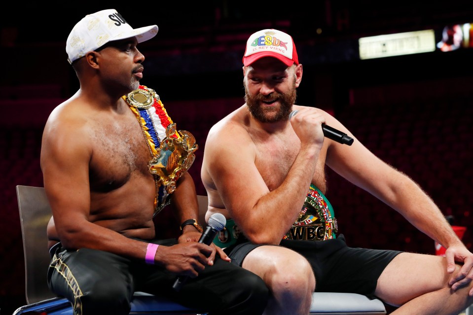 Tyson Fury and SugarHill Steward celebrated after the fight