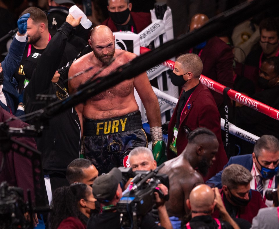 Deontay Wilder pictured refusing to embrace Tyson Fury