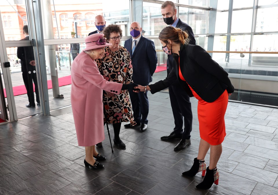 The Queen happily chatted to those who greeted her at the event