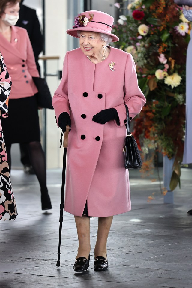 The Queen again arrived with her walking stick to open the Senedd’s sixth session in Cardiff