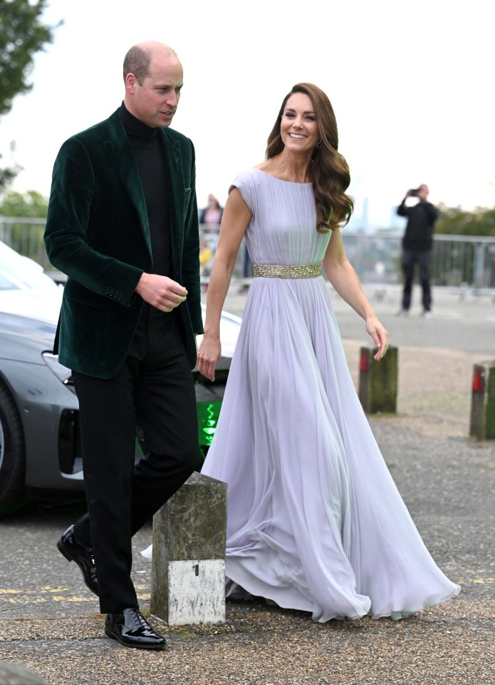 Kate recycled a lilac gown with a gold beaded waistband