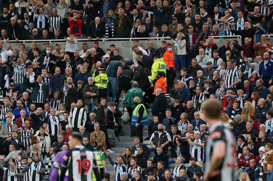 The incident took place just before half-time at St James’ Park