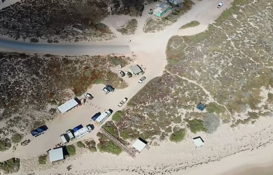 An aerial view of the remote camp site where Cleo was last seen. Police now believe the child was snatched from her tent