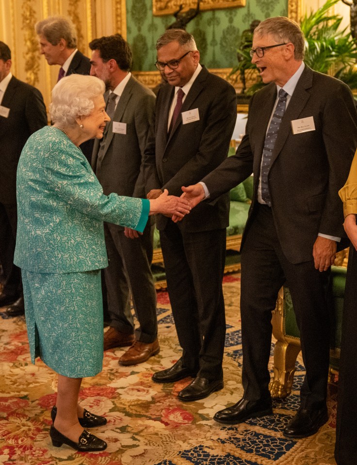 The Queen was all smiles last night as she welcomed ­billionaire Microsoft founder Bill Gates