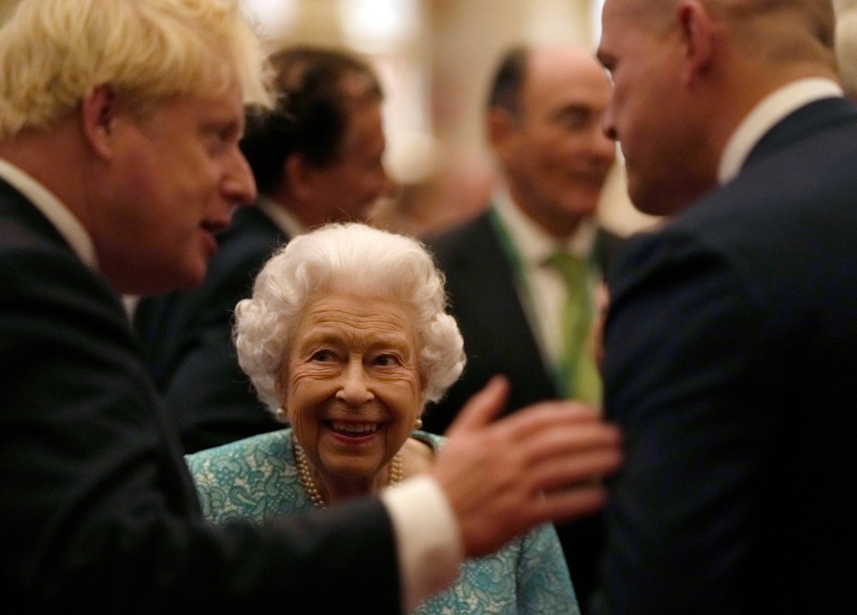 Her Majesty was animated as she chatted with Boris Johnson last night