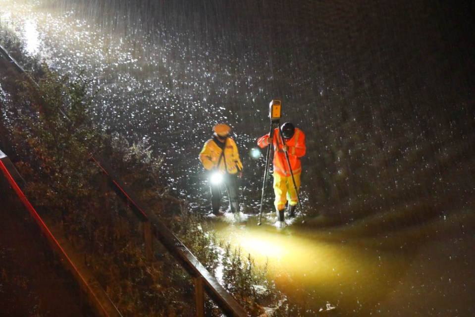 Services worked through the soaking conditions following a crash