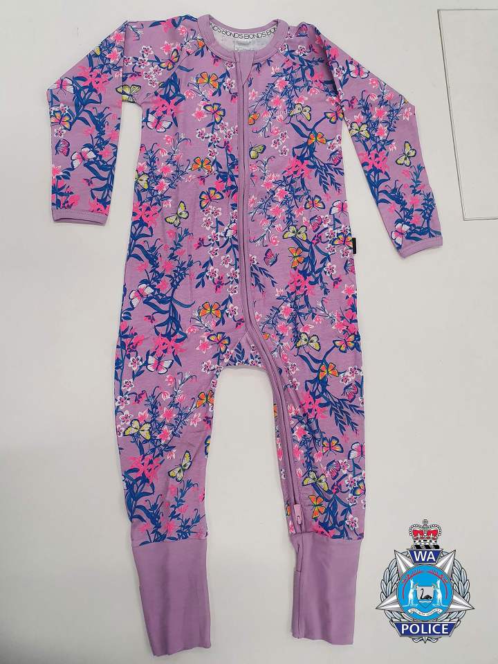 Police believed she was wearing this floral babygrow when she went missing