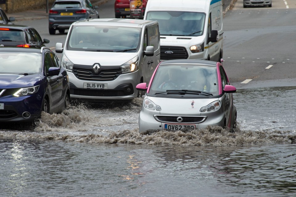 Flooding on the A20 in Aylesford near Maidstone, Kent