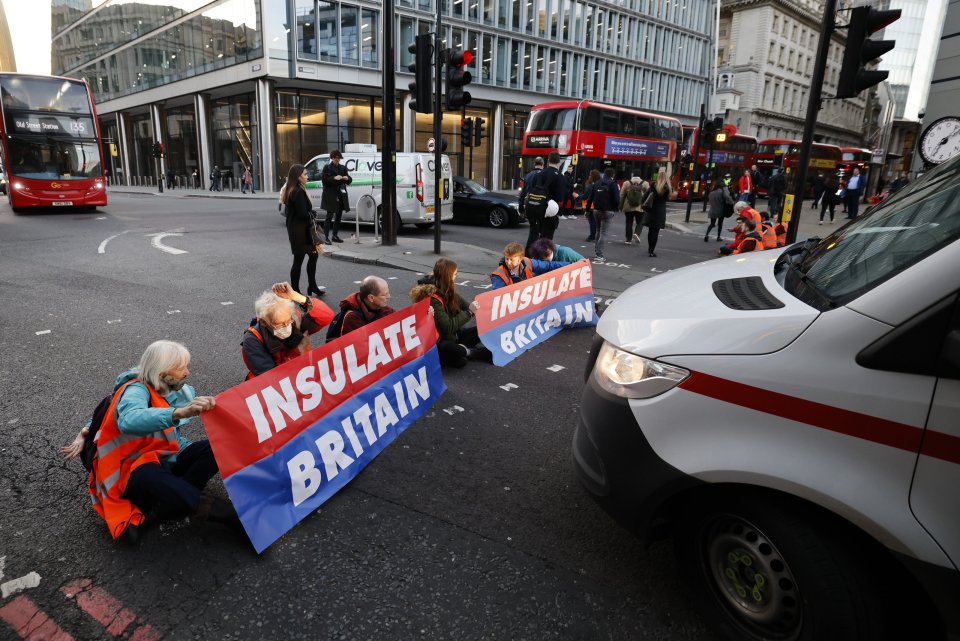 The controversial mob (pictured close to Liverpool Street Station) promised to pause their tirade of miserable sit-ins until yesterday