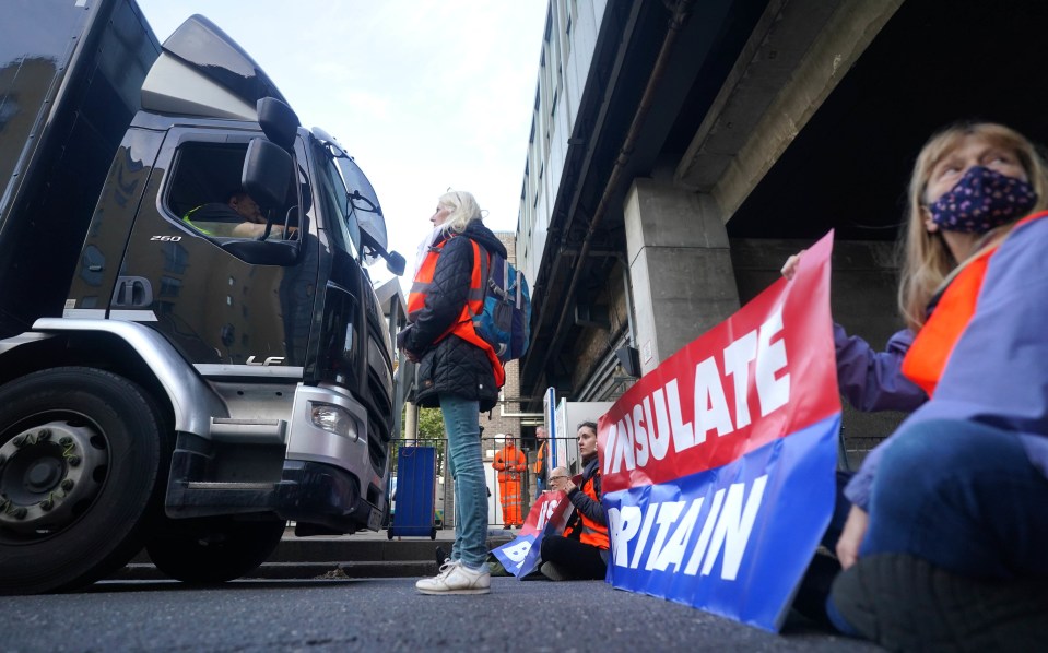 One woman came face-to-face with a lorry as the road was blocked near Canary Wharf