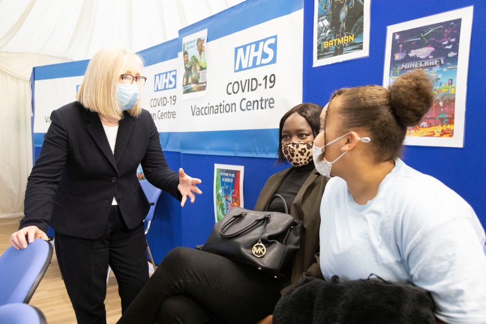 Vaccines minister Maggie Throup visits the Vaccination centre at St Thomas’s Hospital