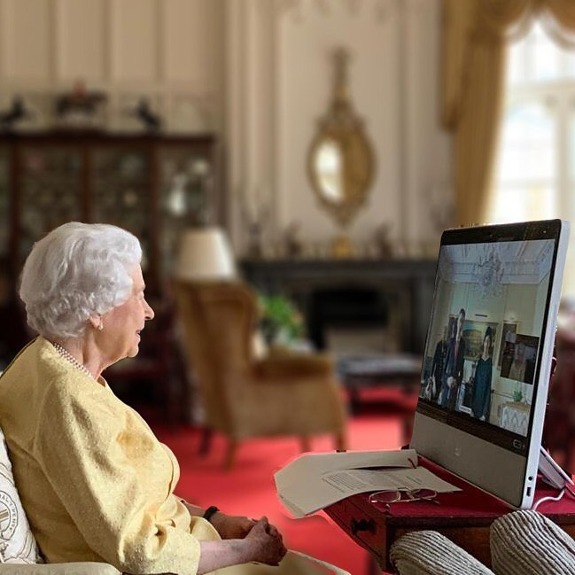 Her Majesty chatting on screen