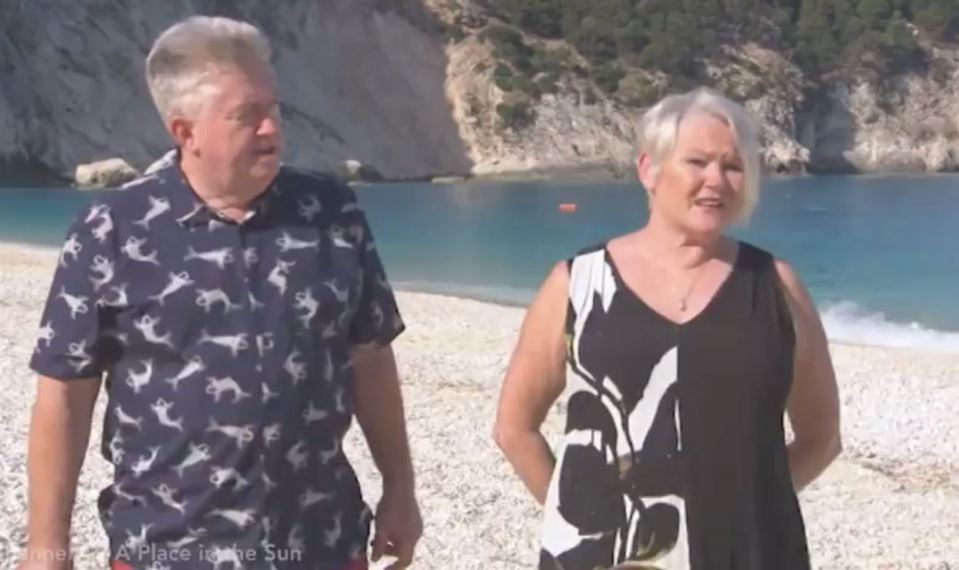 The TV star was in Greece showing properties to married couple, Joe and Fiona